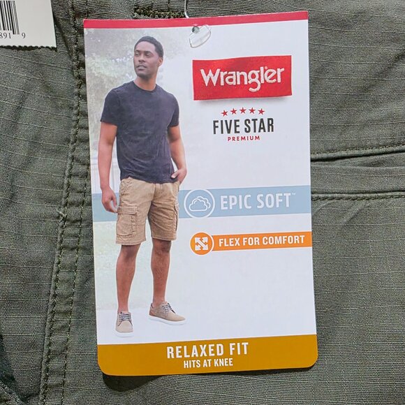 Wrangler Ripstop Cargo Stretch Shorts Tech Relaxed Fit Men's Sz 42, 44, 48 Green - Picture 2 of 7